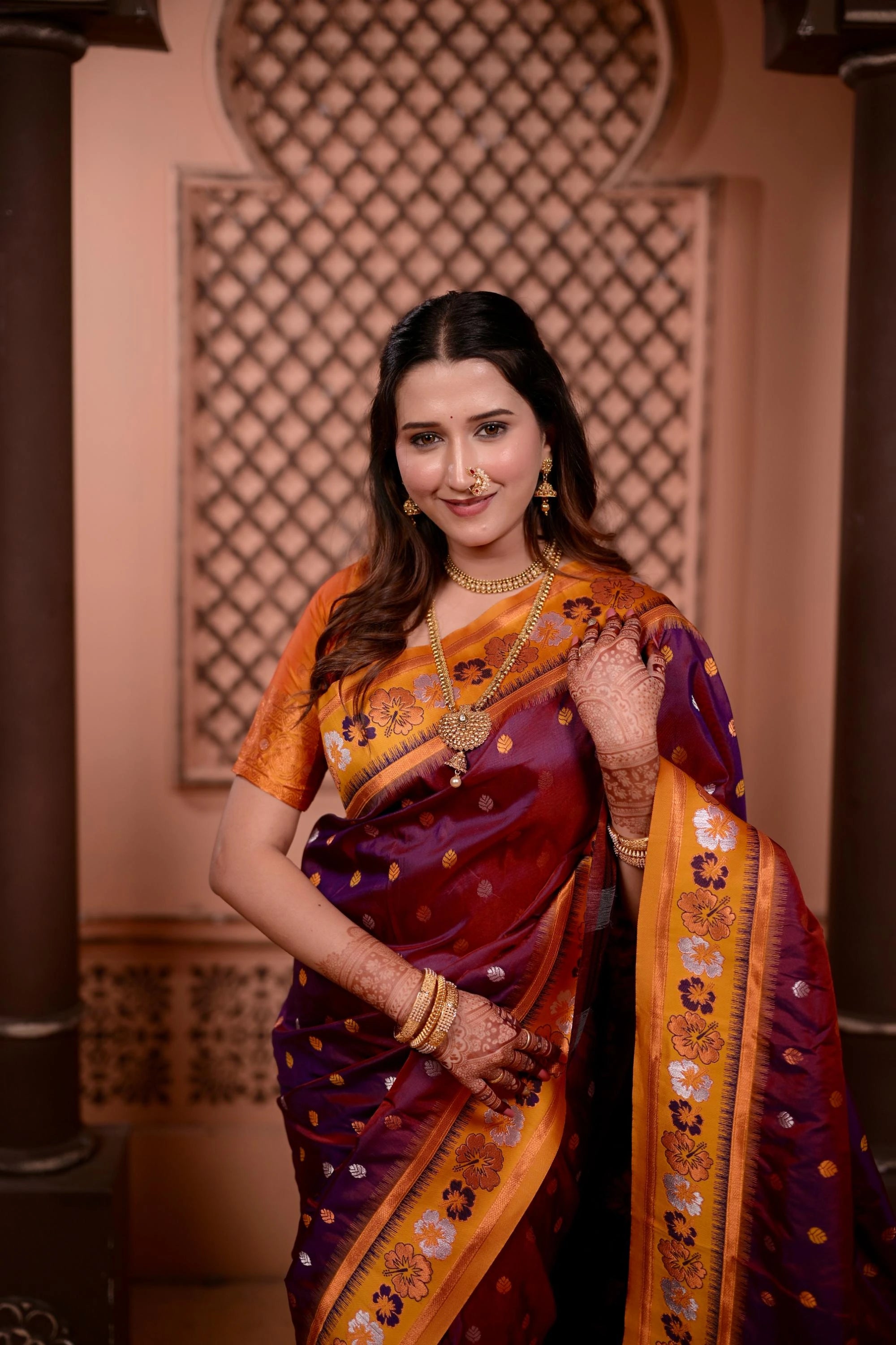 Dark Maroon Soft Silk Saree Kalyanja Fashion